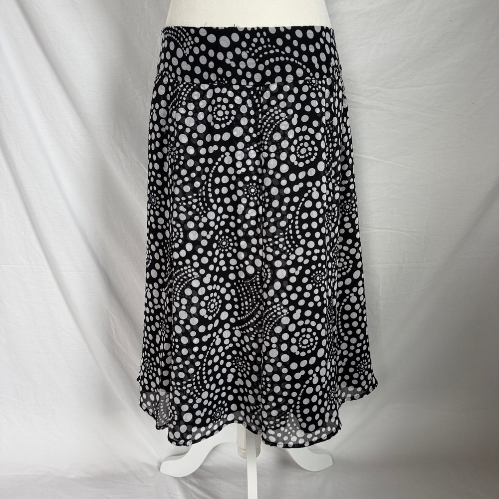 Hillard & Hanson Black and White polka dot Swirl Skirt